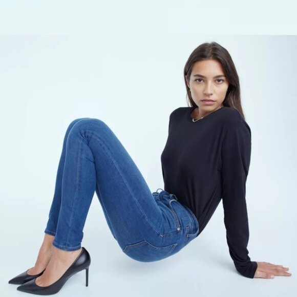 Aritzia Denim Forum The Lola High Rise Skinny Jeans Size 27 Lyocell Stretch Blue - Picture 3 of 15